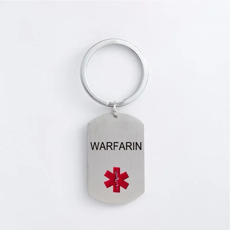 Stainless Steel Dog Tag Key Chain Medical Alert ID TYPE 1 DIABETES KeyChains for Men Woman Accessories