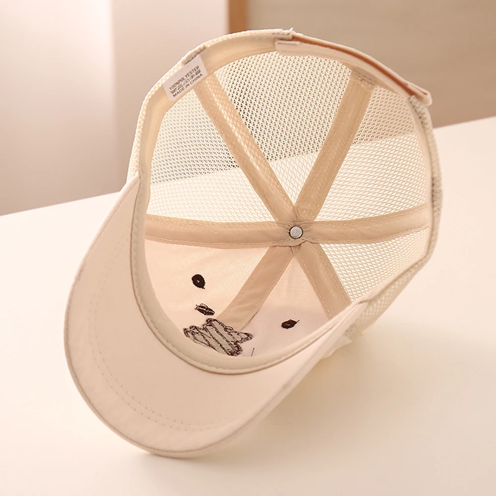 Korean Summer Hats Lovely Bear Baby Quick-drying Baseball Cap Letter Embroidery Simple Caps Mesh Sun Hat For Kids 2-8 Years