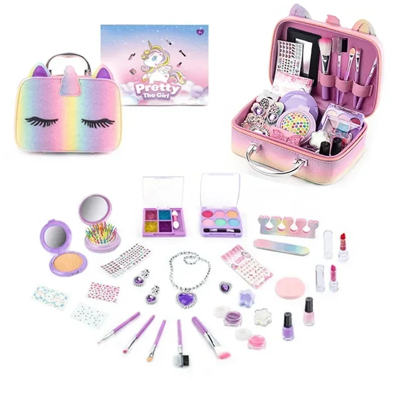 Kosmetik Spielzeug Set Kinder Make-Up Set Sicher Waschbar Prinzessin Schönheit Pretend Spielen Spielzeug Set Tasche Nagellack Echt Make-Up Kit