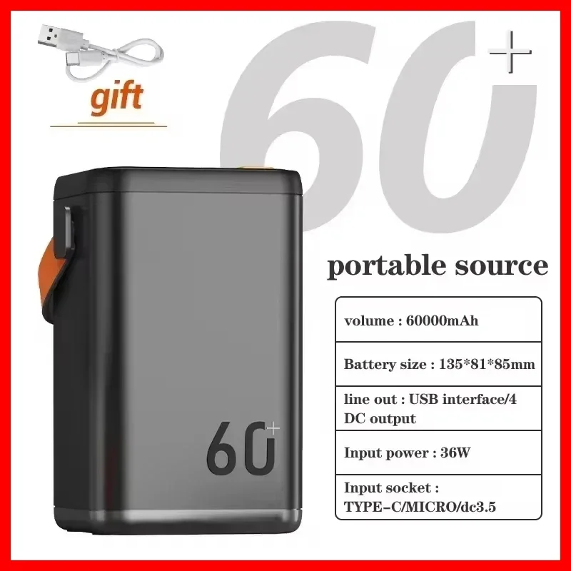 

Power bank 60000 mAh large capacity outdoor mobile power supply suitable for large devices Huawei, Xiaomi, Apple laptops