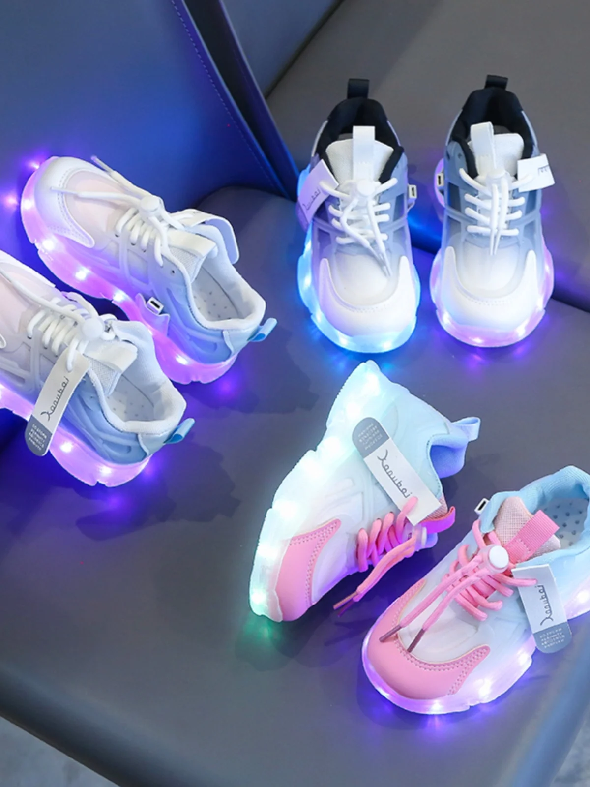 Running Horse Light Charging Light Shoes Colorful Light up   Children's   Boys and Girls Spring and Autumn Sports Shoes