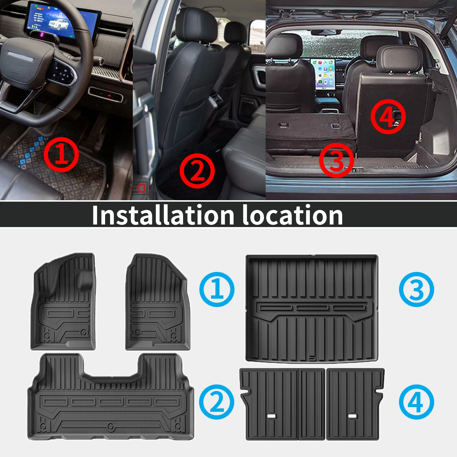 for BAIC BJ30 2024 2025 2026 2027 LHD Eco-Friendly TPE Car Floor & Trunk Mats, Non-Slip Dustproof (Not For RHD) view 2