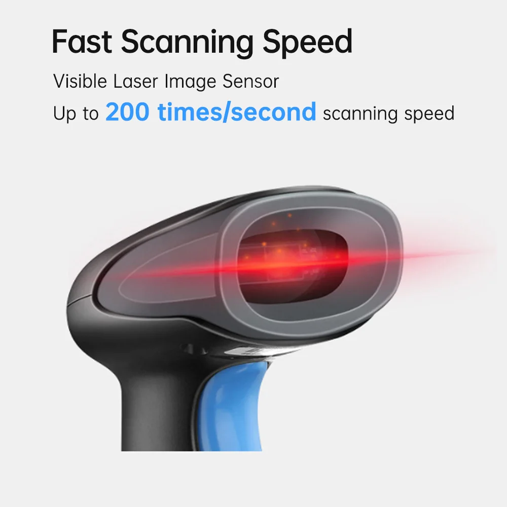 

Laser Barcode Scanner Wired Bar Code Reader With Buzzer and LED Indication Manual/Automatic Trigger USB Port Support Laptop