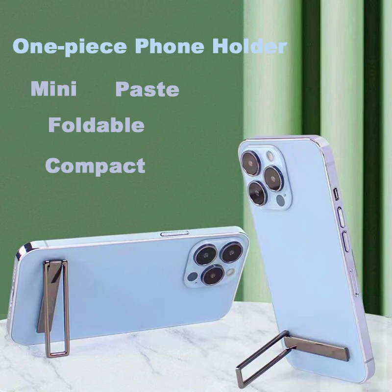 1pc Multifunctional Ultra Thin Metal Phone Stand Mini Invisible Folding Holder Portable Back Paste Phone Bracket Universal