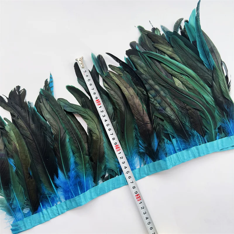 2-10Yard Natural Chicken Rooster Tail Feathers Trims Fringe Plumas Wedding Party Dress Decoration Needlework Accessories25-30cm