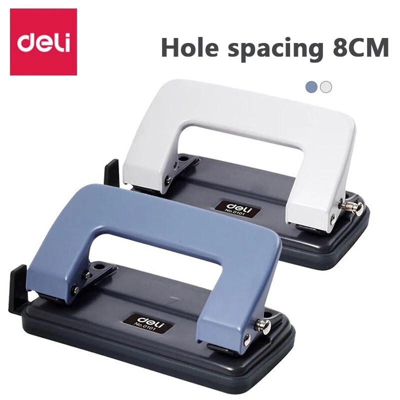 Deli Metal Paper Punch Double Hole Punch 80mm Hole Distance - Accurate Punching High Quality School Office Stationery Stationery