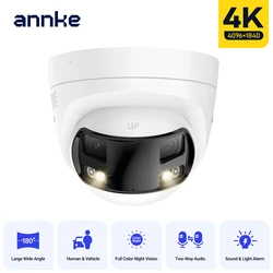 Annke 180° Panoramic Security Camera 265+ 6MP Dual Lens 2.8MM IP Camera POE CCTV Video Surveillance Outdoor Audio Warning Alarm