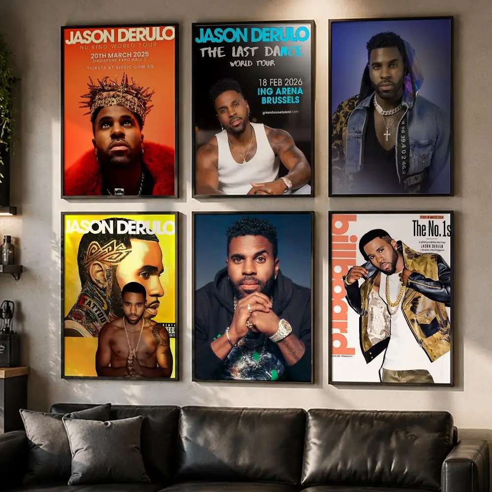 Smooth Singer Jason Derulo Poster No Glue Residue Self-Adhesive Art Poster Wall Decor for Bedroom Living Room