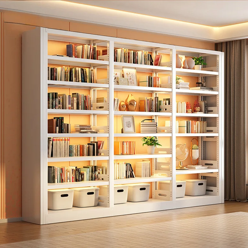 Household library steel bookshelf floor shelf children's bookcase picture book shelf living room simple wrought iron shelf