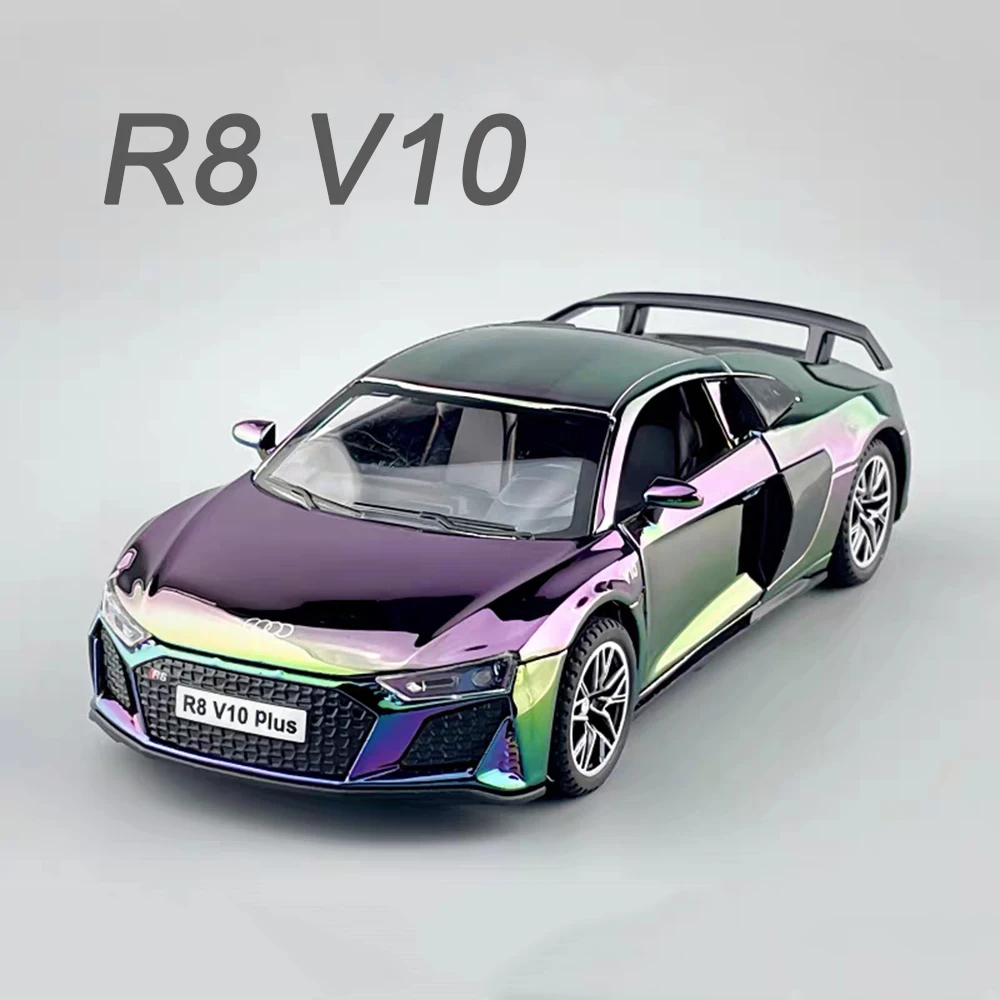 1:32 AUDI R8 V10 Alloy Models Toys Diecast Cars Doors Opened Miniature Model with Pull Back Vehicles for Kids Collection Gifts