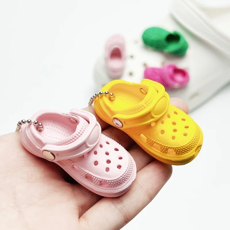 3D New Mini Shoes Shape Keychain PVC Shoe Charms For Clogs Accessories Women Beach Bag Sandals Buckle Pins DIY Jewelry Decoratio