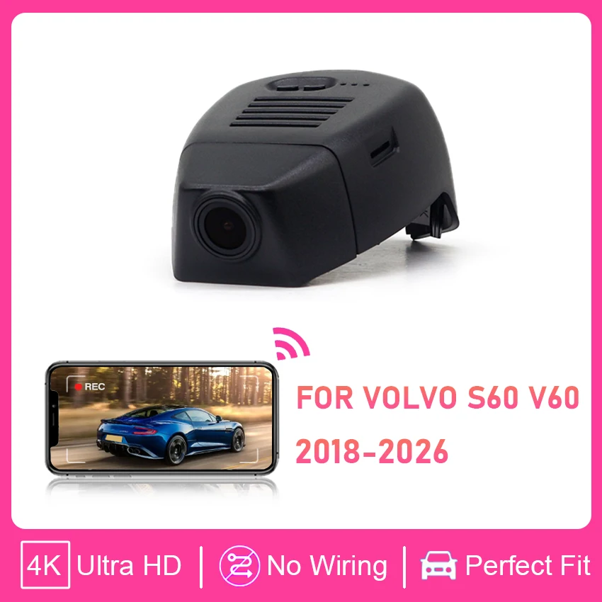 

Новый автомобильный видеорегистратор 4K HD 2160P с функцией Plug and Play, Wi-Fi и управлением через приложение для Volvo V60 S60 2018-2026