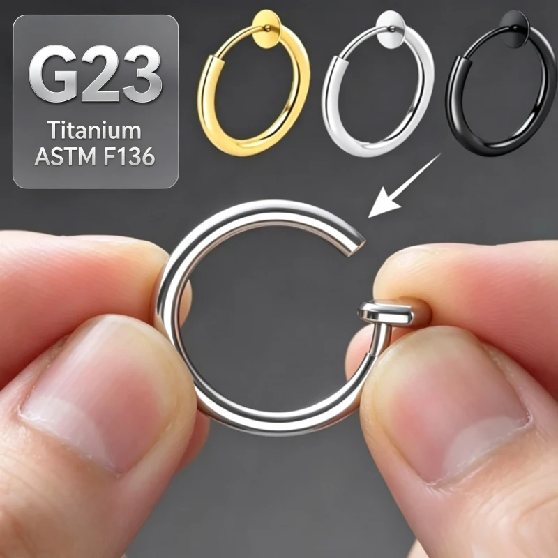 6 Pcs 6mm-20mm Stainless Steel Fake Piercing Earrings for Men Women Ear Clips Hoop Earrings No Piercing Titanium Steel Jewelry