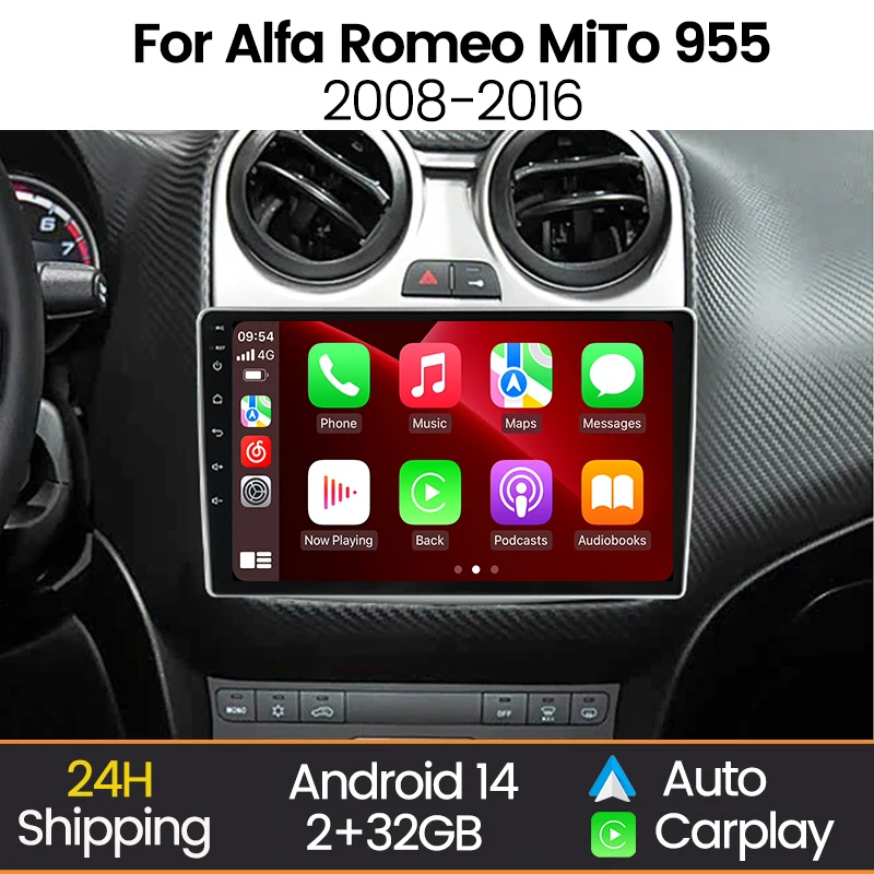 

Android Auto CarPlay Car Radio Screen For Alfa Romeo MiTo 955 2008 - 2016 Navigation GPS BT RDS Wifi Car Multimedia Video Player