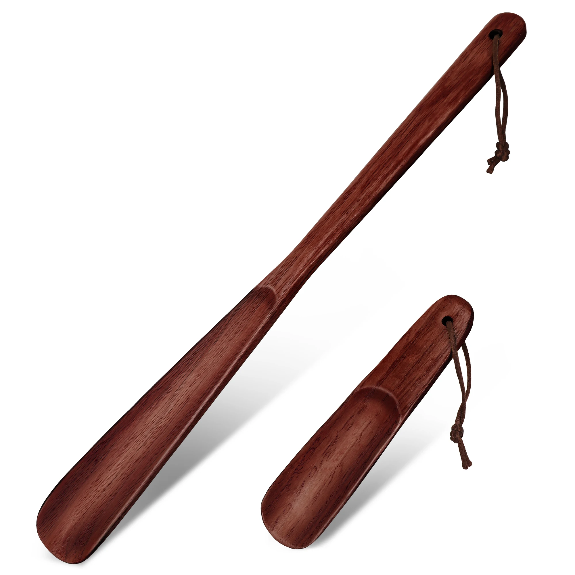 2 Pcs Wooden Shoe Horn 40CM +16CM Long Shoe Spoon for Seniors, Kids & Adults Long and Short Handle Beech Shoe Horn