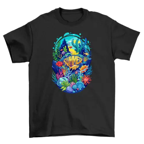 Sunny 90's Fishy Fun Time t-shirt - Dive into Nostalgia! 100% Cotton, Unisex Pri