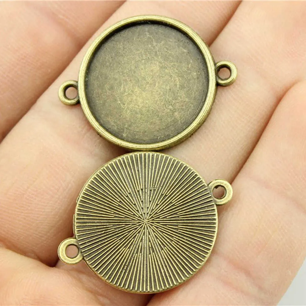 أجزاء الملحقات تناسب جولة 20 مم الزجاج كابوشون قاعدة إعداد صينية الحافة Antiqeu البرونزية مجوهرات باردة