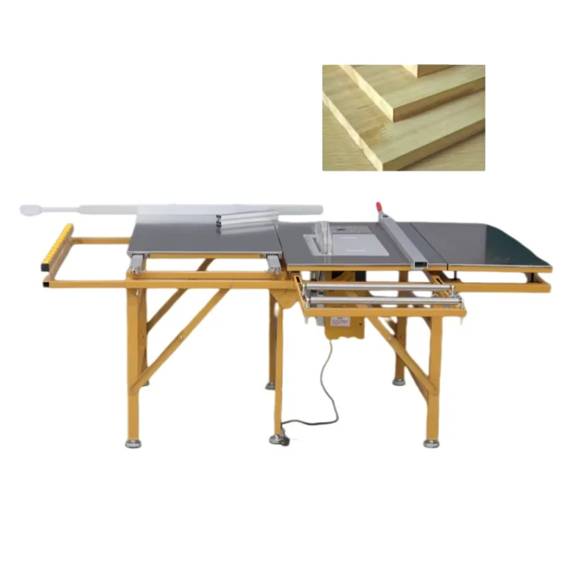 Compact Vertical Wood Saw Machine Featuring Double Blade Design and Adjus Panel Sawing