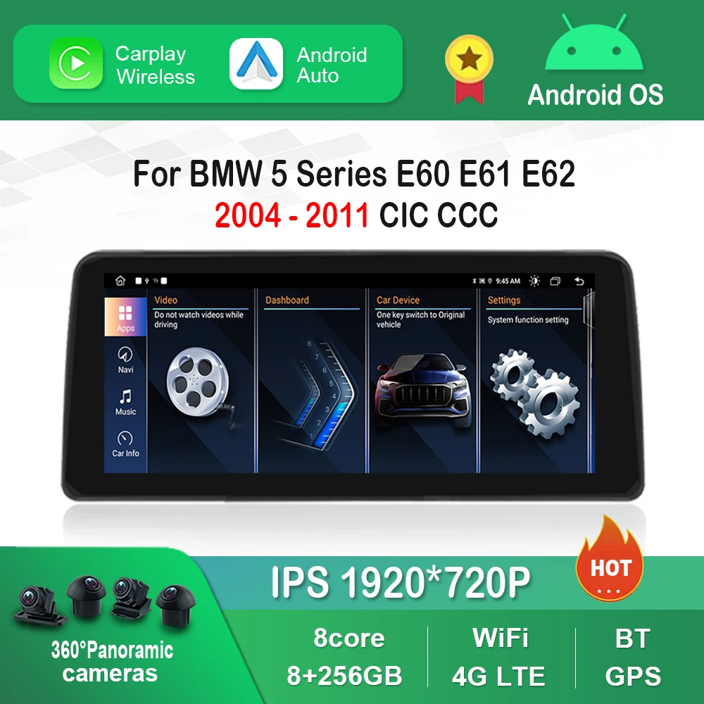 

12.3 inch 1920*720P for BMW 5 Series E60 E61 E62 2004 - 2011 CIC CCC System Android Car Radio Video Multimedia Player GPS 4G