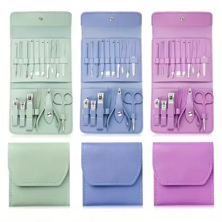 NEW 16/12/4 pcs Professional Nail Clippers and Cuticle Nippers Set with Travel Case Manicure Set Pedicure Sets Nail Clippers
