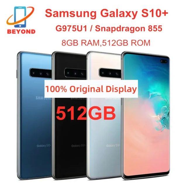 Samsung-Galaxy s10ロック解除されたAndroid携帯電話,スマートフォン,s10 plus,g975u1,512GB rom,8GB  RAM,オクタコア,6.4インチ,Snapdragon, NFC, 4g lte,オリジナル - AliExpress