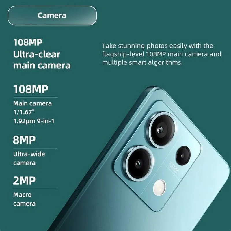 Xiaomi Redmi Note 13 5G Global Version 108MP Camera 6nm Dimensity 6080 Ładowanie 33W 120Hz AMOLED NFC