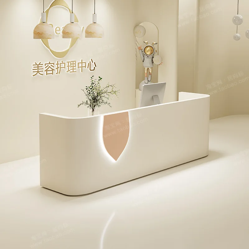 

Light luxury high-end cream style beauty salon bar table checkout page reception medical beauty wedding women's clothing store