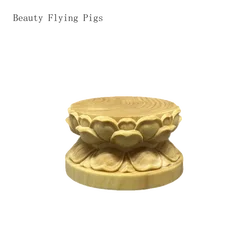 1PCS small boxwood carved lotus circular base standing Buddha statue with raised platform cushion