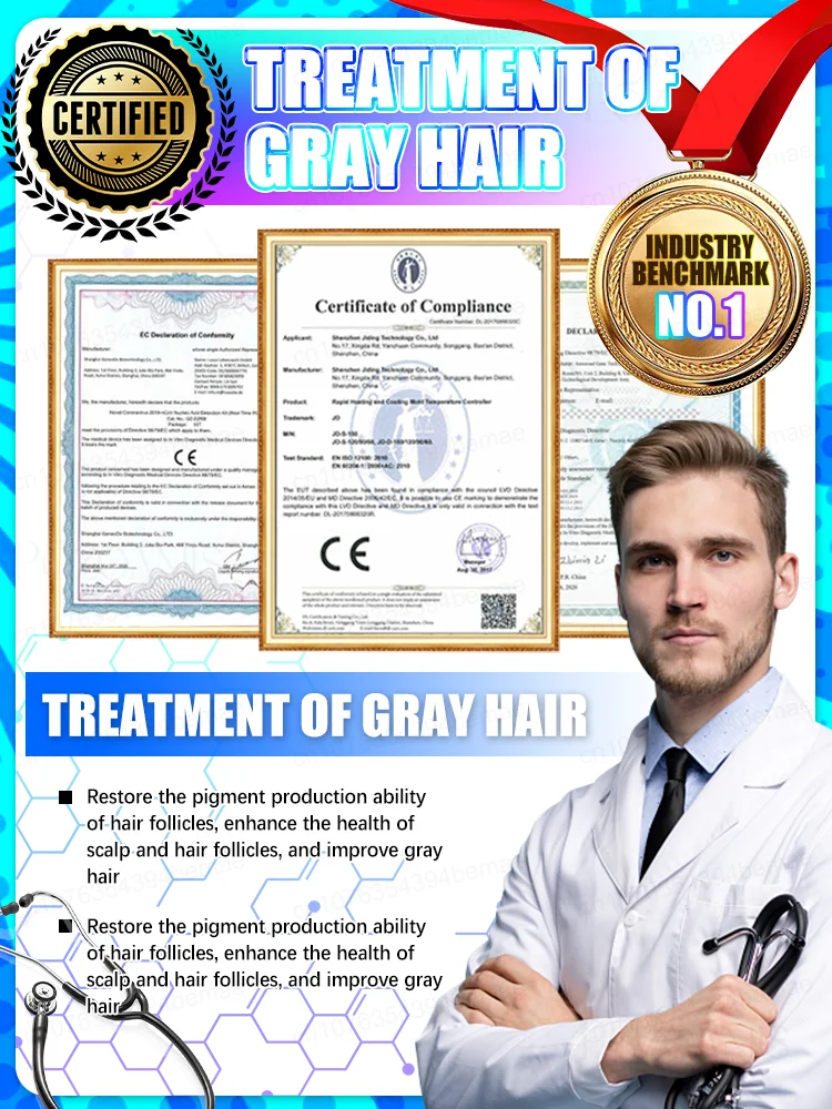 This serum targets gray and white hair, a unisex anti-hair loss hair care product with a newly upgraded formula.