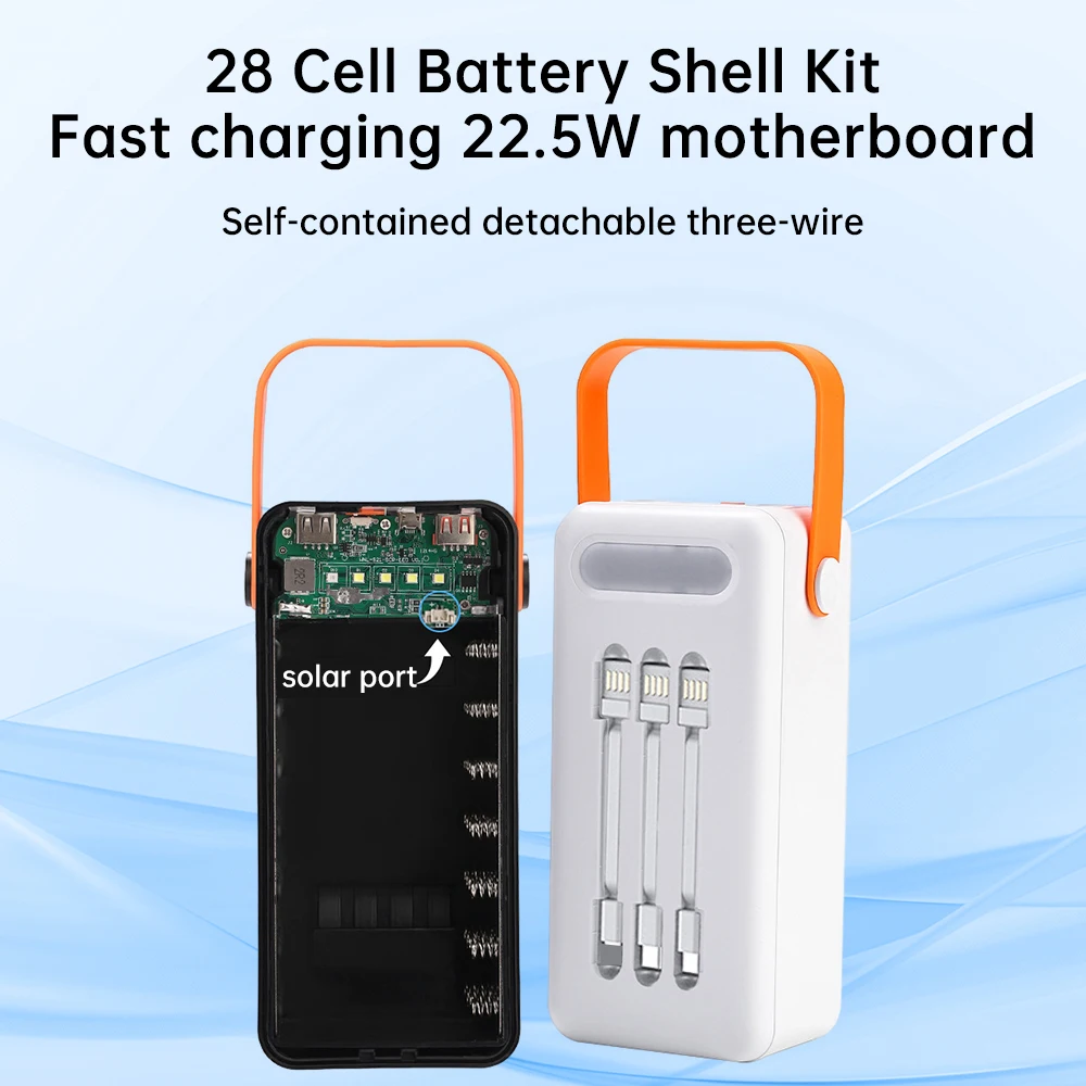 DIY 28*18650 Battery Case Digital Battery Storage Box Solar Panels Fast Charger Power Bank Welding Free Power Supply Shell