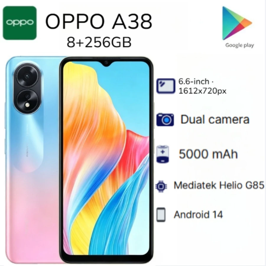 2026 new OPPO A38 Global Unlocked Smartphone Dual Nano-SIM 6.56' 90Hz HD IPS Display 50MP Dual Camera