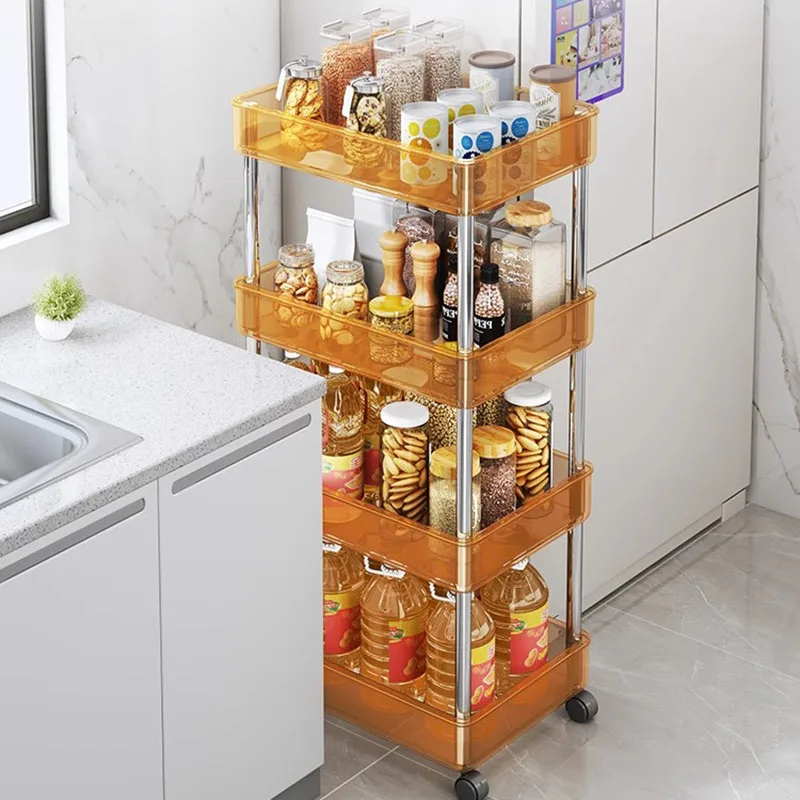 

Multi-storey Refrigerator Trolley Cart Sundry Storage Movable Trolley Cart Crevice Rack Carro De Cocina Dining Room Sets