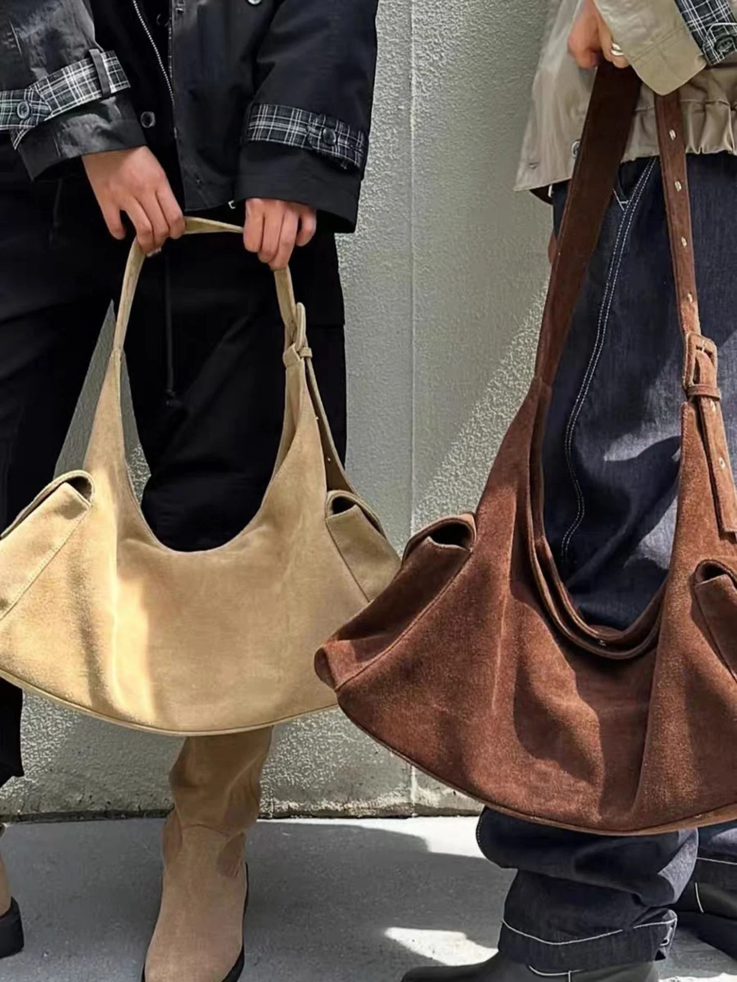 

Замшевая большая сумка-тоут в стиле ретро, пригородная сумка-тоут, повседневная сумка-тоут на осень-зиму, новая корейская дизайнерская сумка-тоут