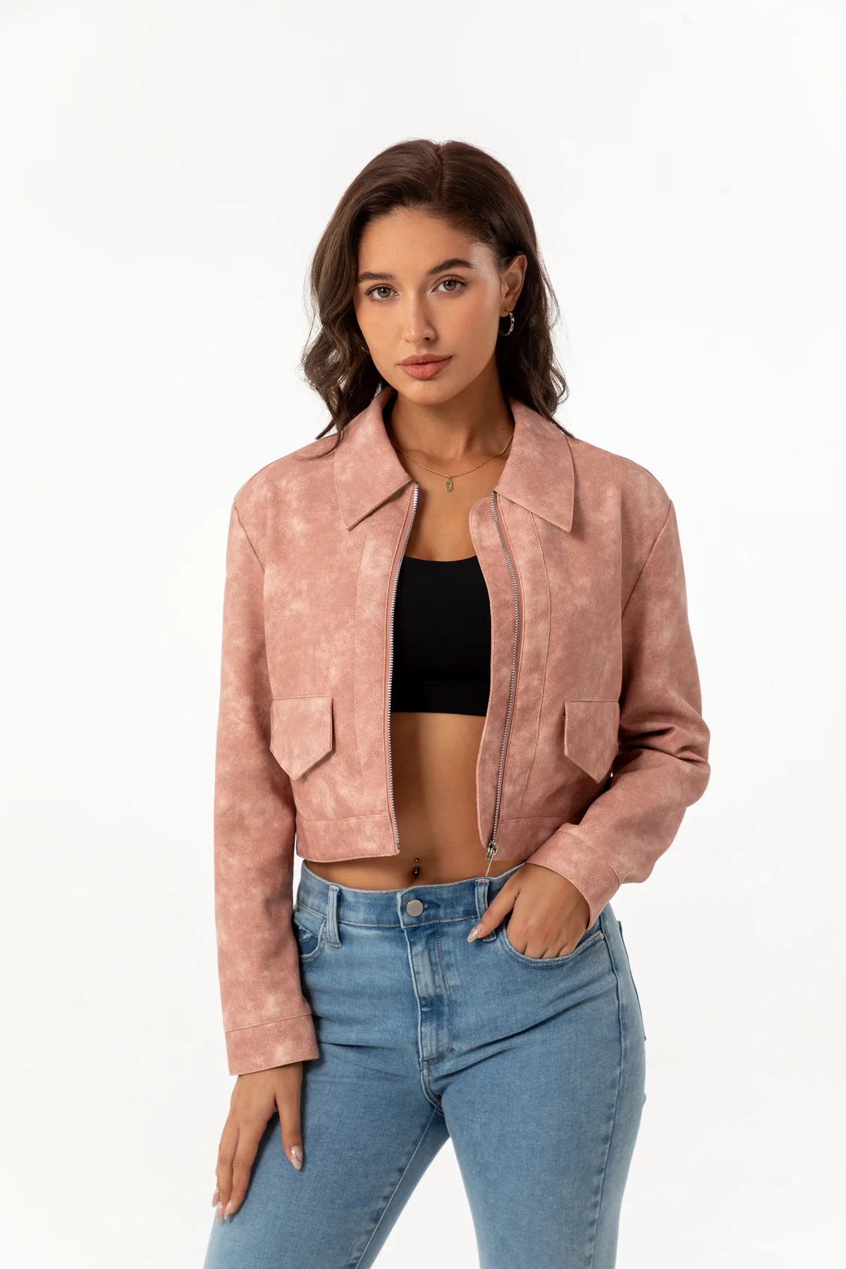 Spring and Autumn New Thin Leather Coat Long sleeved Casual Women's Coat Fashion Short Motorcycle Zipper Leather Jacket