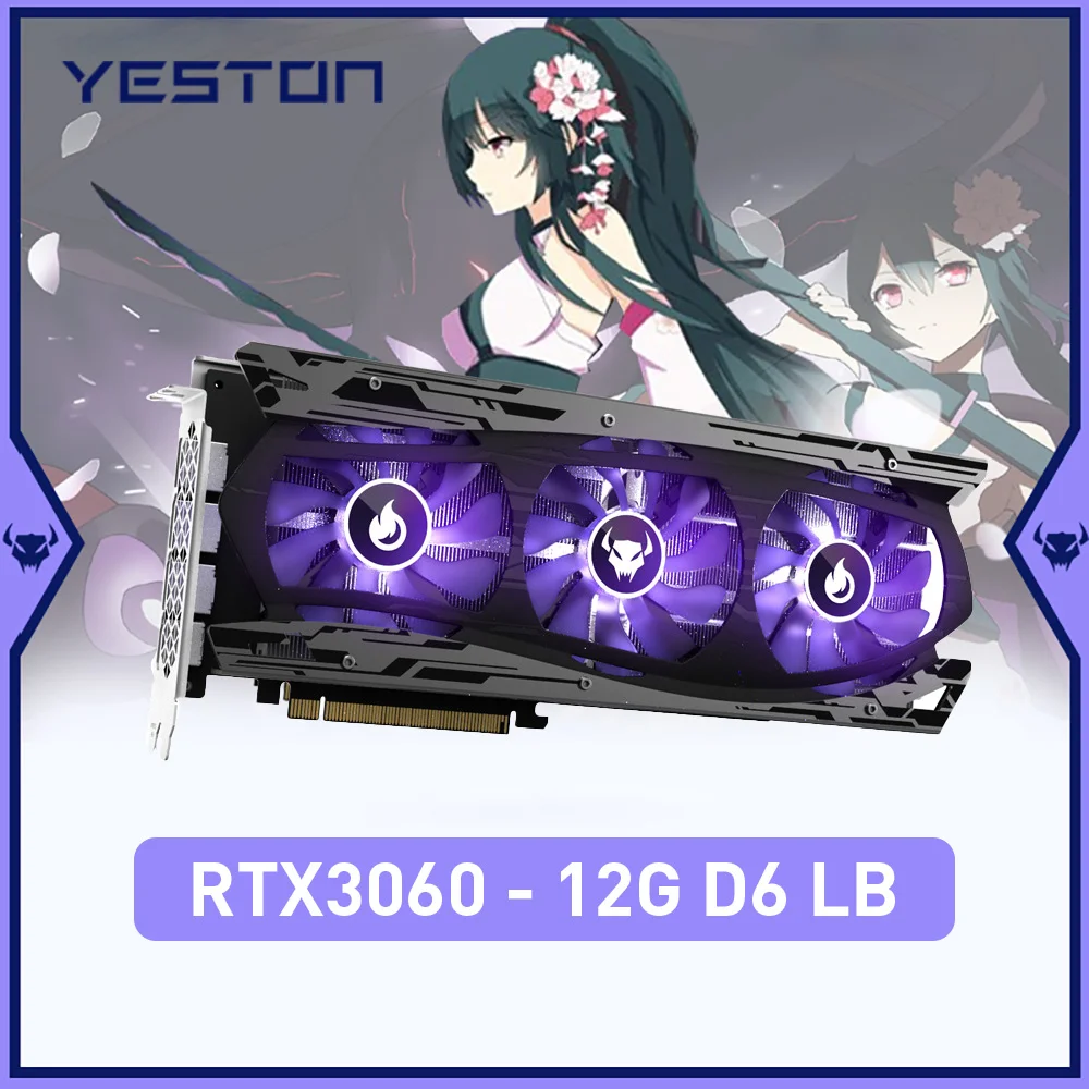 YESTON New Graphic Card GDDR6 NVIDIA rtx 3060 12G Gaming GPU Video Cards rtx 3060TI rtx3050 rtx3070 rtx3080 placa de vídeo