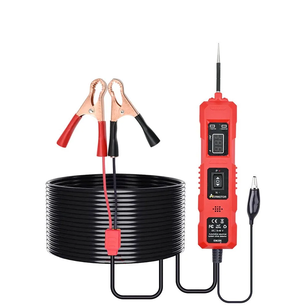 EM286 Automotive Circuit Tester Dual Red Light Probe Diagnostic Cable 6‑36V Auto Electrical System Test Tool