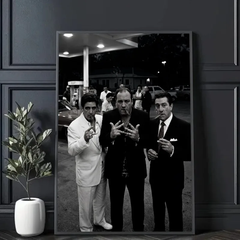 Black and White Mafia Boss Famous Gangster Character Photography Aesthetic Canvas Poster Wall Art Printed Home Decor Gift