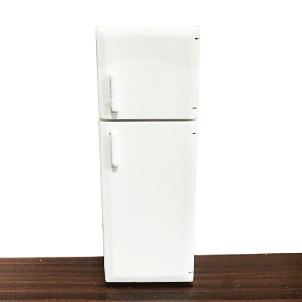 1/12 Dollhouse Miniature Accessories Mini Wooden Refrigerator Simulation Fridge Model Toy for Doll House Decoration ob11