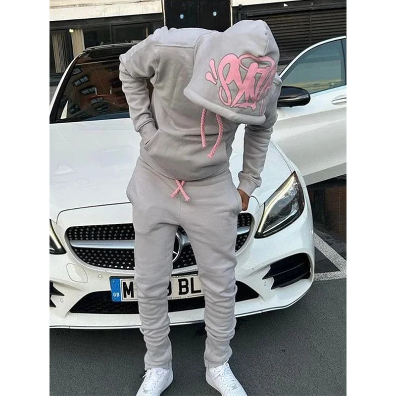 بدلة رياضية فضفاضة غير رسمية من القطن ماركة Bear's Home موضة المملكة المتحدة للشارع للرجال والنساء مع قلنسوة ملابس رياضية هيب هوب Pu 2025 جديد