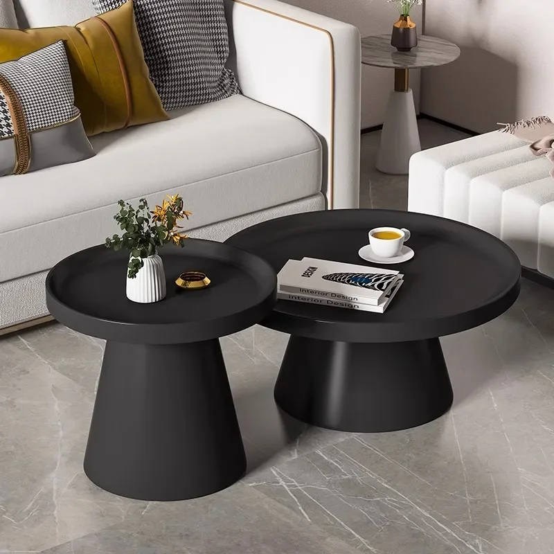 European Unique Coffee Table Living Room Trendy Round Coffee Table Storage Minimalist Table Basse Luxe Furniture Supplies