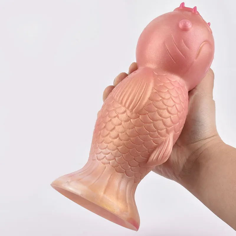 

FAAK Huge Anal Plug Lifelike-koi Fish Shape Animal Dildo With Strong Sucking Silicone Sex Toy For Women Adult Masturbation Tools