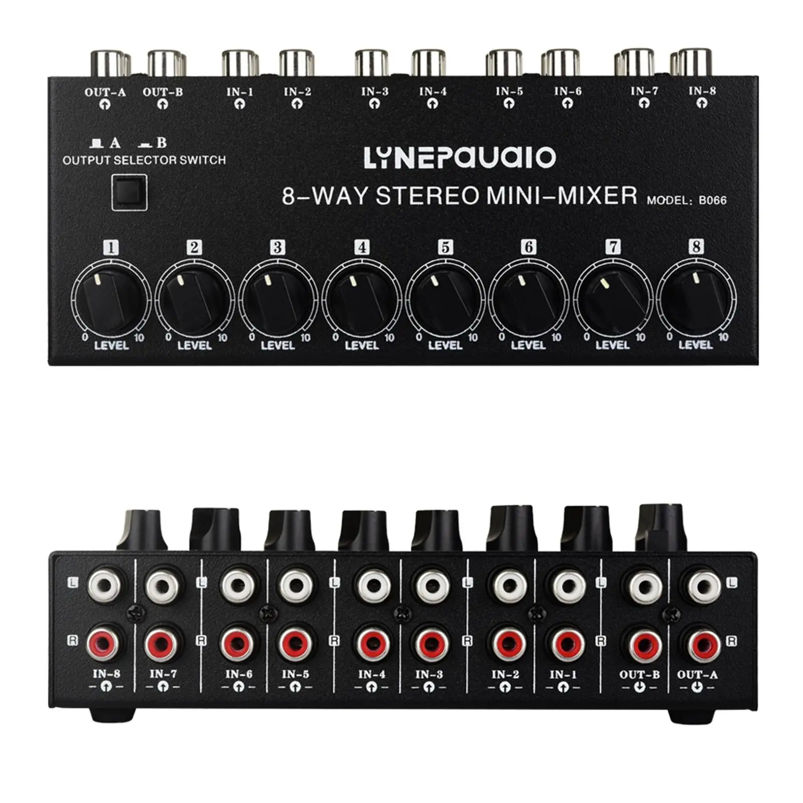 Stereo RCA Switcher Box 8 Input 2 Output Selector Switch for Power Amplifier Preamp Mixer and CD Player No External Power
