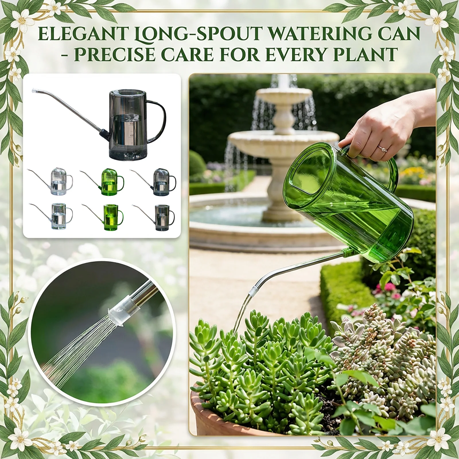 Long Spout Watering Can Transparent Plastic With Measurement Scale Plant Pot Precise Watering Indoor Plant Care Tool