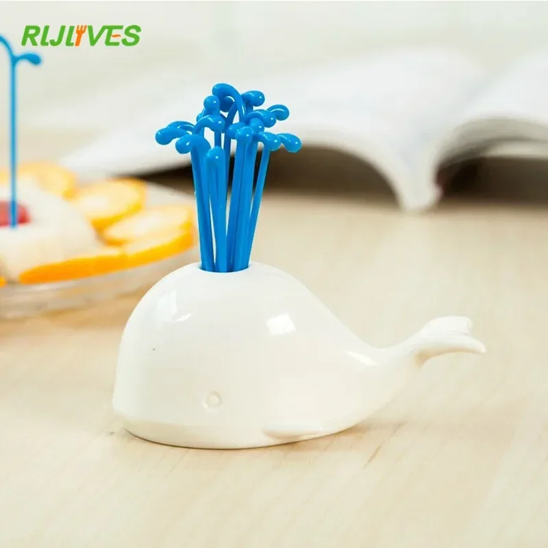 1 Set Cute Beluga White Whale Kitchen Accessories Cooking Fruit Vegetable Tools Gadgets For Party Home Decor Hall Fruit Fork Set