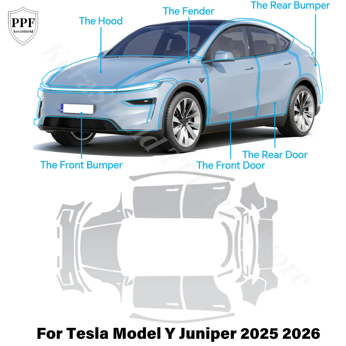

For Tesla Model Y Juniper 2025 2026 Pre-cut Clear PPF TPU Paint Protection Film Anti-Scratch Cover Invisible Repairable Sticker
