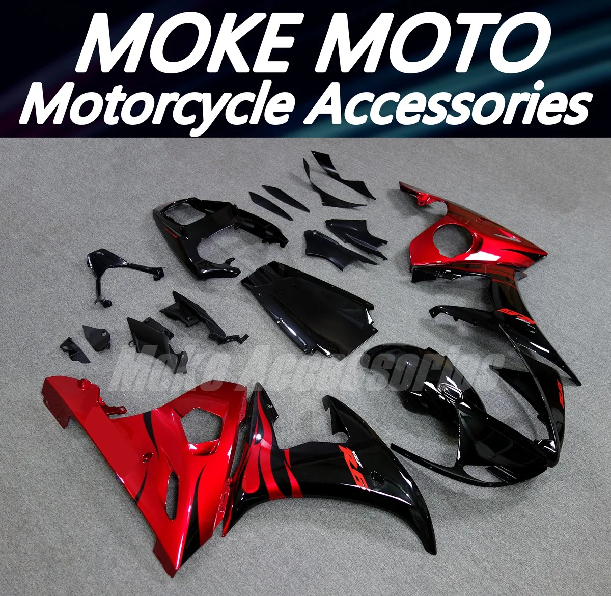

Fairings Kit Fit For Yzf R6 2003 2004 2005 Bodywork Set High Quality Injection Black Red Flame