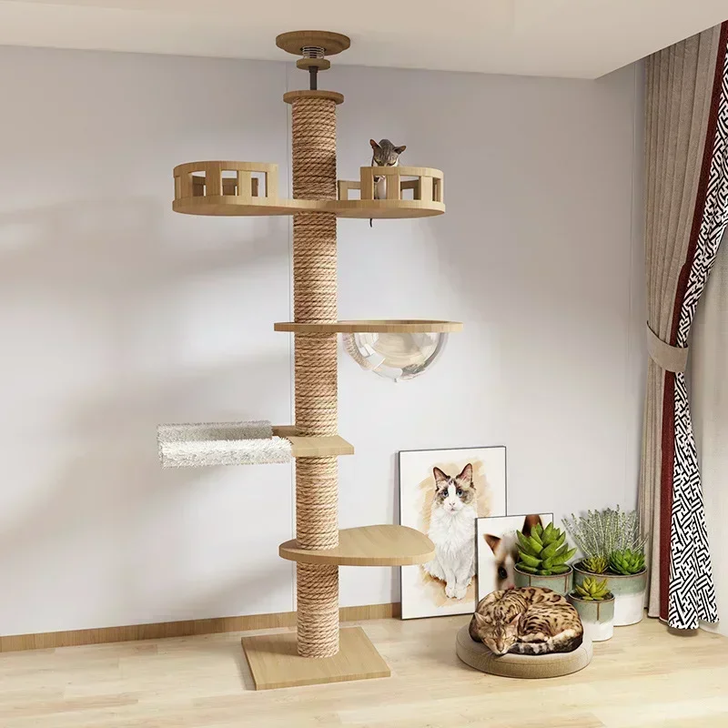 Tirador para gatos, casa de árboles, piso a techo, torre alta de árbol para gatos de varios niveles, altura personalizada, póngase en contacto con el servicio al cliente