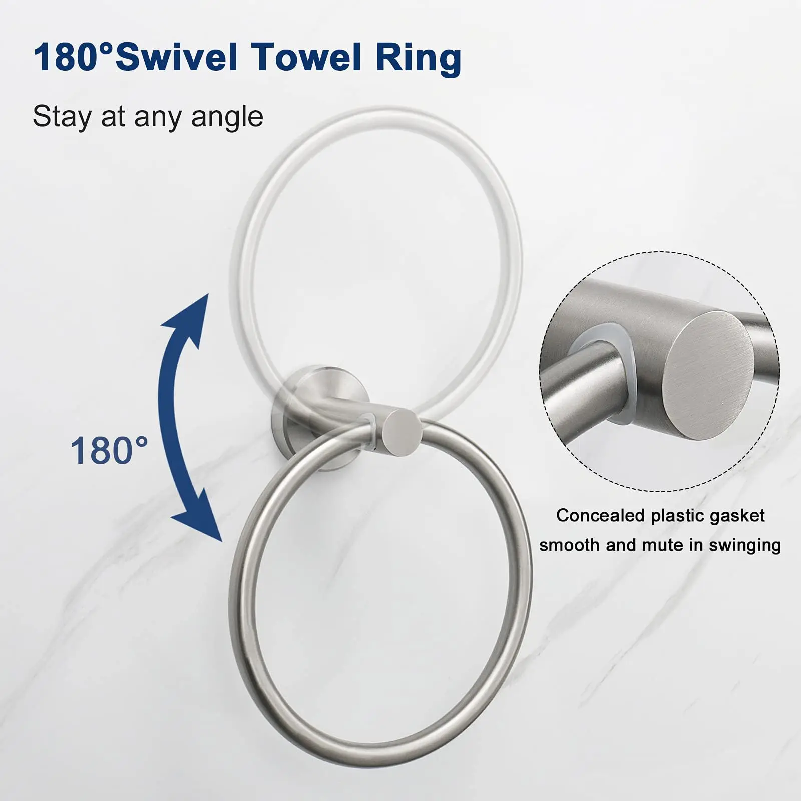 Bathroom Towel Ring Hook Hardware Accessories Storage Holder 304 Stainless Steel Hand Towel Holder Modern Round Towel Hanger image 6