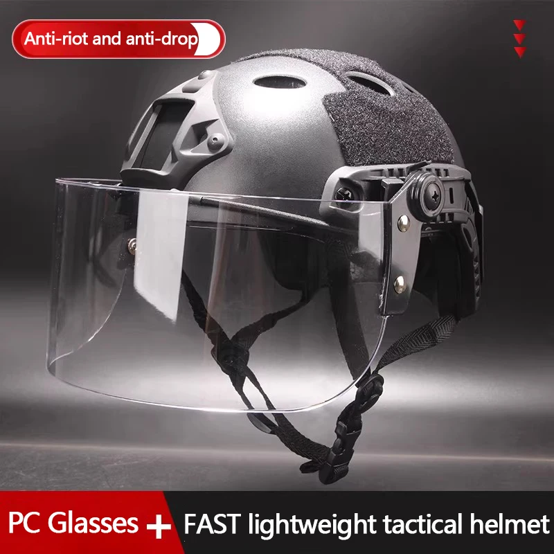 FAST protective helmet, tactical helmet, PC anti-riot goggles, outdoor lightweight and breathable, cycling field battle