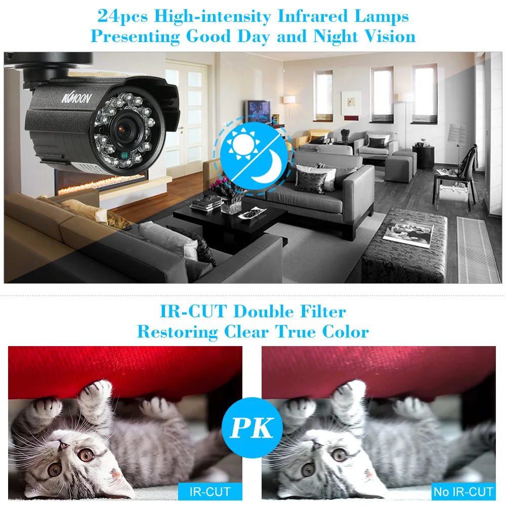 1200TVL CCTV  Camera 24 IR Lamps Night Vision 1/3 CMOS IR-CUT Waterproof For Home Security PAL System HD CCTV Camera